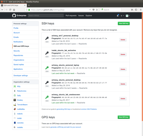 GitHub Account SSH Keys
