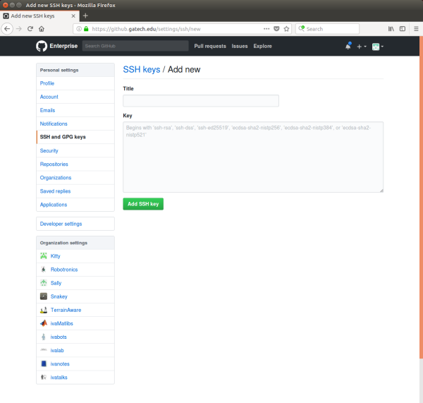 GitHub Account Add SSH Key